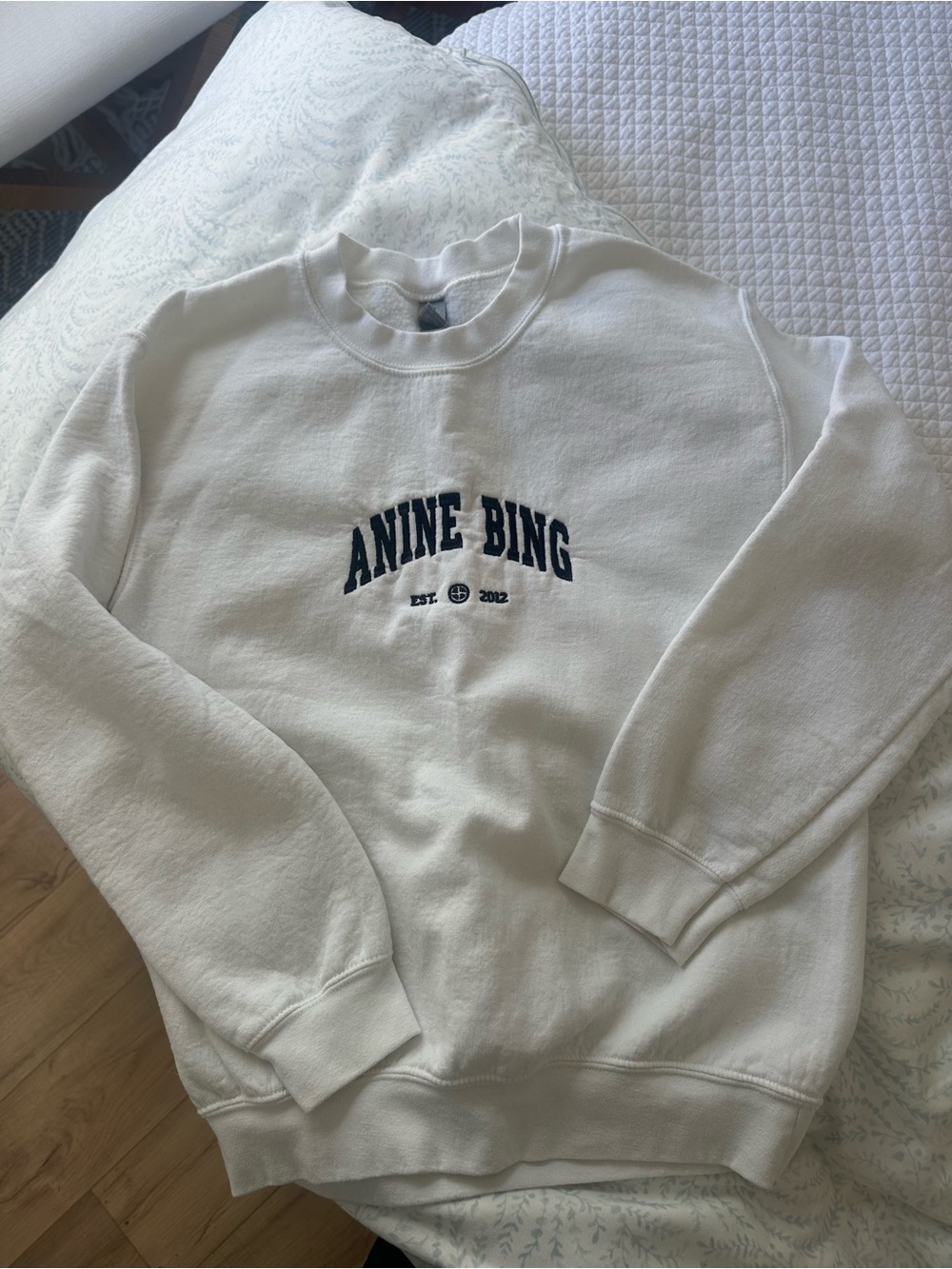 Designer inspired women’s White Logo Crewneck Sweatshirt size S